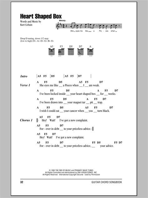 heart shaped box electric guitar tabs|heart shaped box acoustic tab.